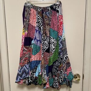 Peaceful People Skirt Lg-XL Boho Hanki Patchwork Renaissance NWT Beautiful